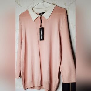 Karl Laggerfeld PARIS Pink White Sweater Top NEW XL NWT